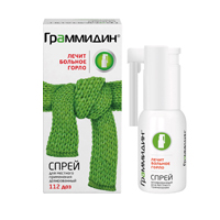 Граммидин спрей д/местн. прим. дозир. 0.06 мг+0.1 мг/доза 112 доз №1, Валента Фармацевтика ОАО